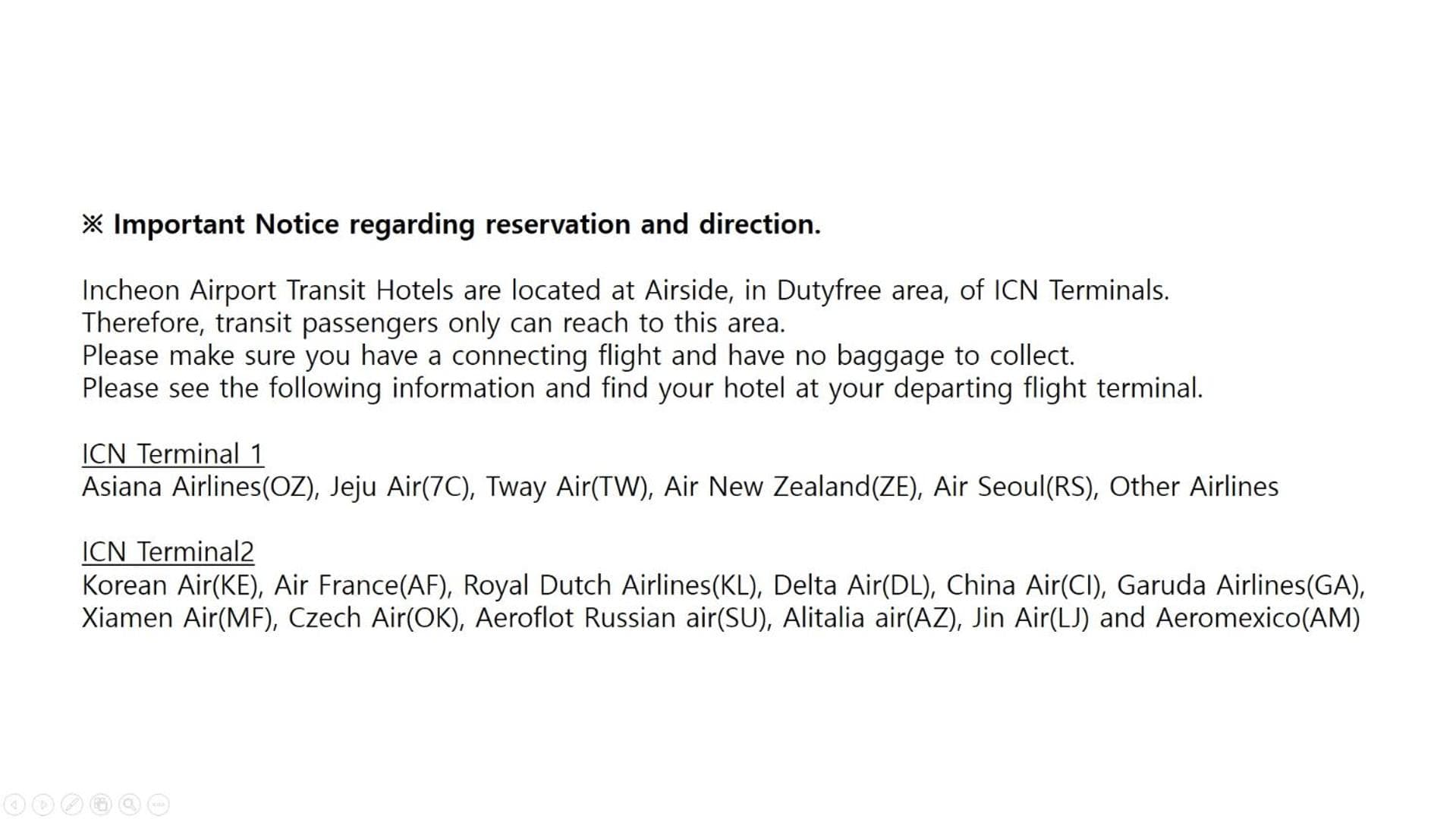 Incheon Airport Transit Hotel Terminal 1 인천공항 환승호텔 제 1 터미널